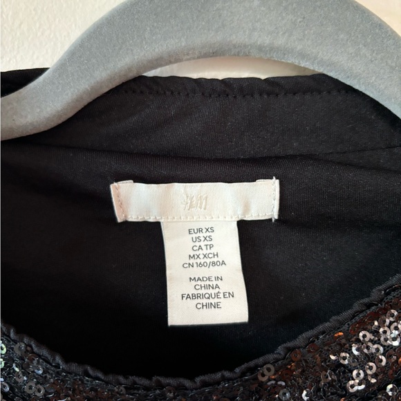 H&M Black Sequin Crop Top T-Shirt, Party Top - Picture 6 of 6